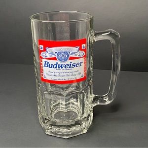 Vintage 1996 BUDWEISER Glass Tall Beer Stein/ Mug Large 32oz.